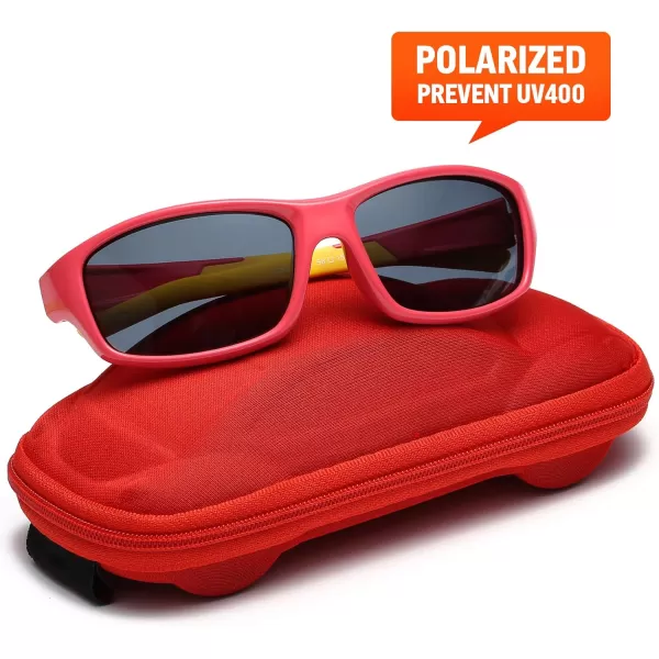 DUCO Cute Polarized Kids Sunglasses for Girls Boys Flexible Children Shades UV Protection Age 610 K018Pink