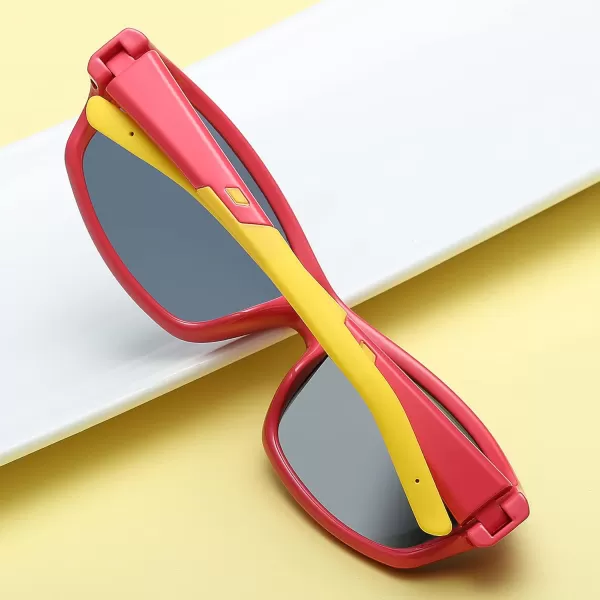 DUCO Cute Polarized Kids Sunglasses for Girls Boys Flexible Children Shades UV Protection Age 610 K018Pink