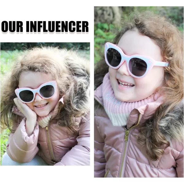 DUCO Cute Polarized Kids Sunglasses for Girls Boys Flexible Children Shades UV Protection Age 610 K018Pink Blue