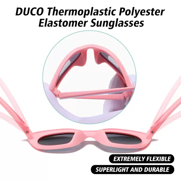 DUCO Cute Polarized Kids Sunglasses for Girls Boys Flexible Children Shades UV Protection Age 610 K018Pink Blue