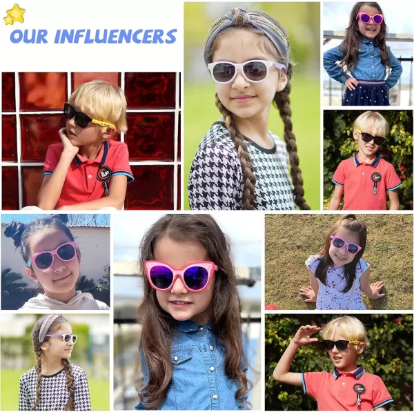 DUCO Cute Polarized Kids Sunglasses for Girls Boys Flexible Children Shades UV Protection Age 610 K018Pink Frame Blue Temple