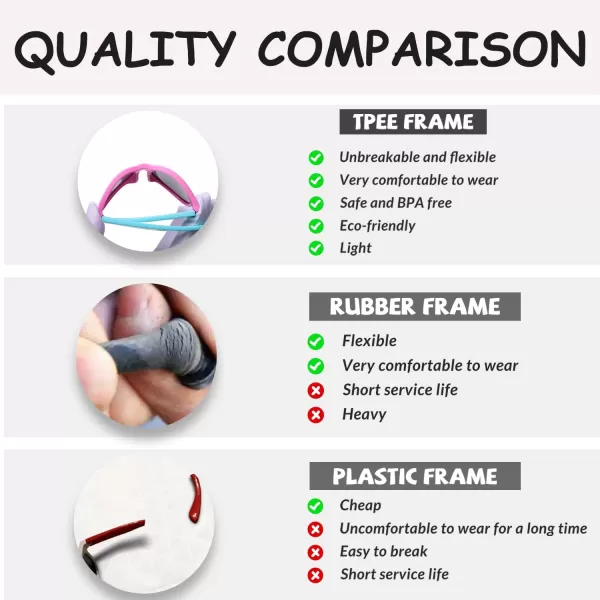 DUCO Cute Polarized Kids Sunglasses for Girls Boys Flexible Children Shades UV Protection Age 610 K018Pink Frame Blue Temple