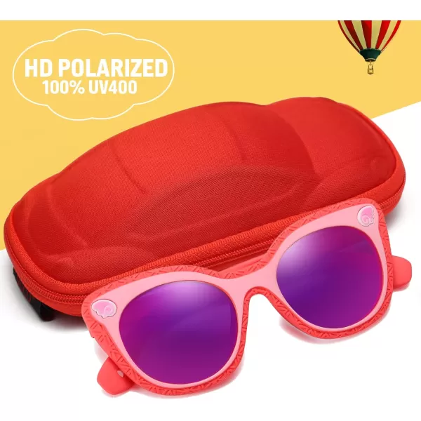 DUCO Cute Polarized Kids Sunglasses for Girls Boys Flexible Children Shades UV Protection Age 610 K018Rose Red