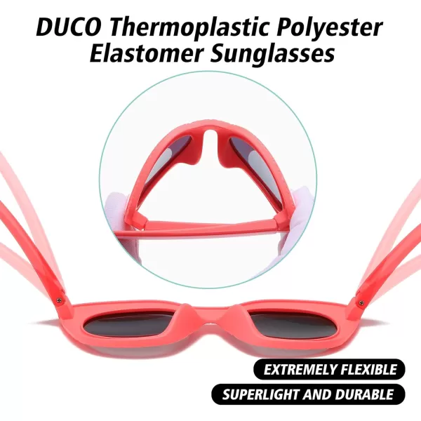 DUCO Cute Polarized Kids Sunglasses for Girls Boys Flexible Children Shades UV Protection Age 610 K018Rose Red
