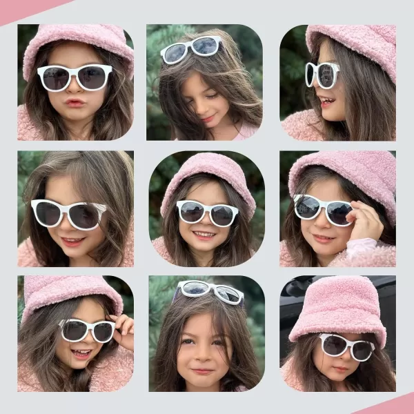 DUCO Cute Polarized Kids Sunglasses for Girls Boys Flexible Children Shades UV Protection Age 610 K018White Frame Purple Temple