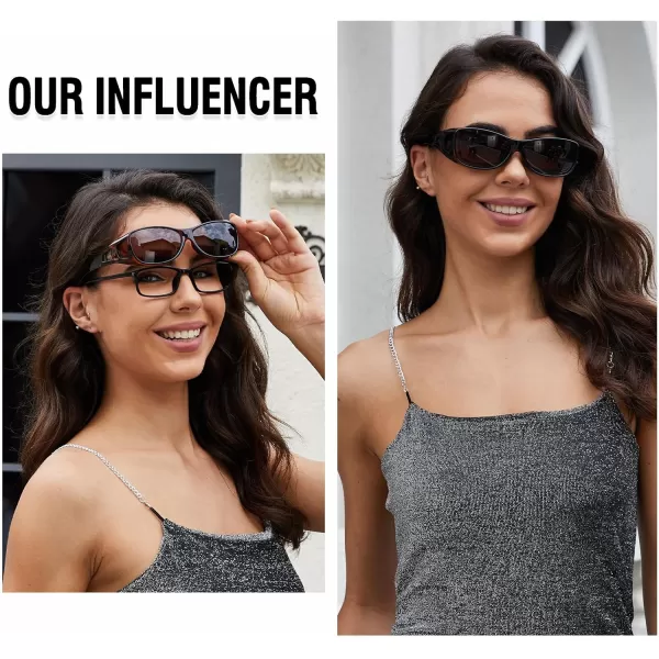 DUCO Fit Over Sunglasses Wraparound Sunglasses for Men Women Polarized Wear Over Sun Glasses UV Protection DC8965Brown Tortoiseshell Frame Grey Lens