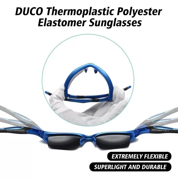 DUCO Kids Sunglasses Boys Sports Sunglasses Youth Polarized Baseball Sunglasses for Boys and Girls Age 68 K014Blue