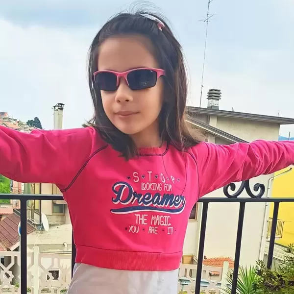 DUCO Kids Sunglasses Boys Sports Sunglasses Youth Polarized Baseball Sunglasses for Boys and Girls Age 68 K014Pink Frame Purple Temple