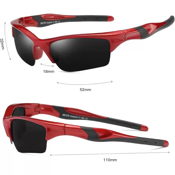 DUCO Kids Sunglasses Boys Sports Sunglasses Youth Polarized Baseball Sunglasses for Boys and Girls Age 68 K014Red