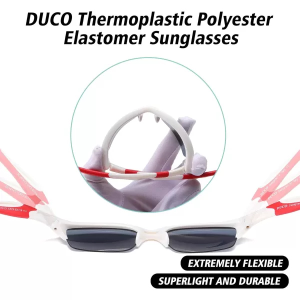 DUCO Kids Sunglasses Boys Sports Sunglasses Youth Polarized Baseball Sunglasses for Boys and Girls Age 68 K014White Frame Red Temple