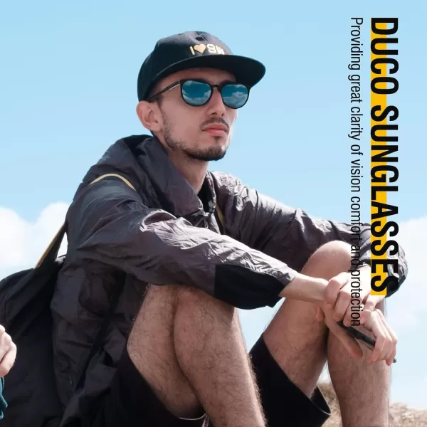 DUCO Mens Polarized Sunglasses for Men Ultra Lightweight Carbon Fiber Sun Glasses UV Protection UV400 Shades DC3017141mm Black Frame Blue Lens