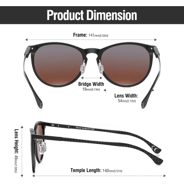 DUCO Mens Polarized Sunglasses for Men Ultra Lightweight Carbon Fiber Sun Glasses UV Protection UV400 Shades DC3017141mm Black Frame Blue Lens