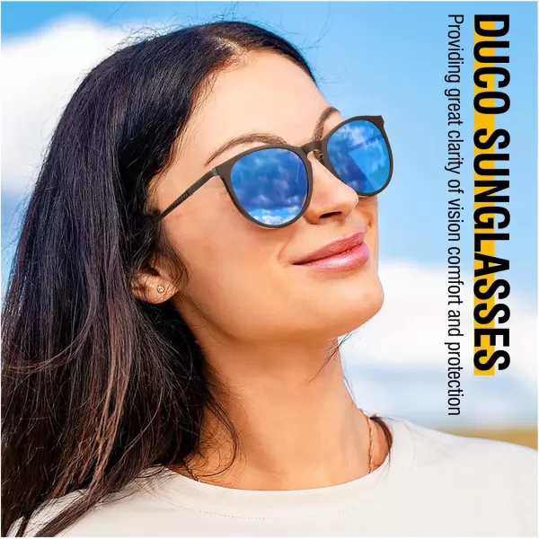DUCO Mens Polarized Sunglasses for Men Ultra Lightweight Carbon Fiber Sun Glasses UV Protection UV400 Shades DC3017141mm Black Frame Blue Lens