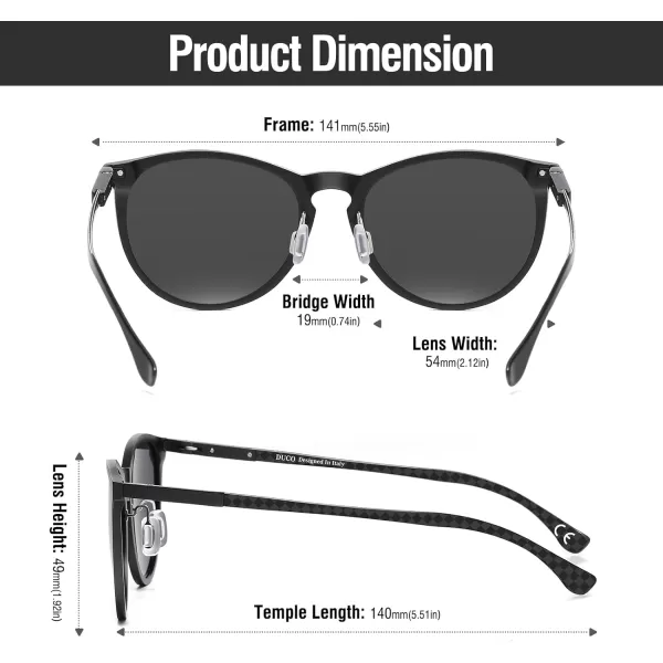 DUCO Mens Polarized Sunglasses for Men Ultra Lightweight Carbon Fiber Sun Glasses UV Protection UV400 Shades DC3017141mm Black Frame Grey Lens