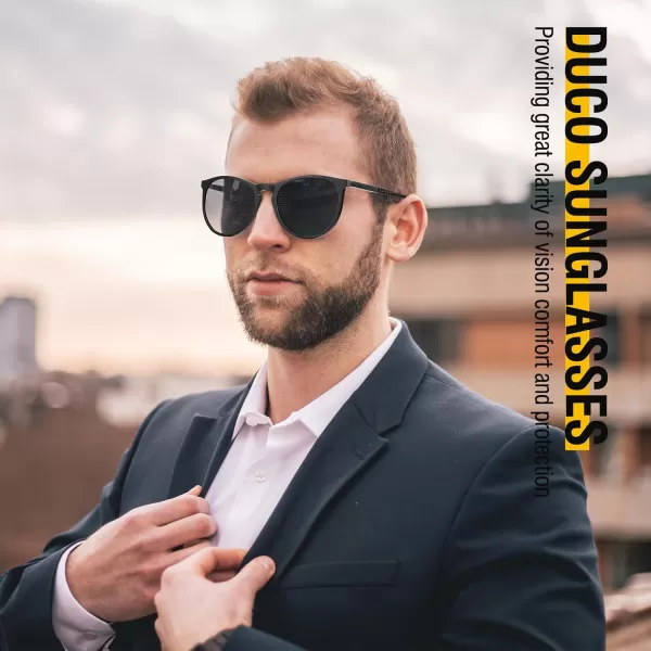 DUCO Mens Polarized Sunglasses for Men Ultra Lightweight Carbon Fiber Sun Glasses UV Protection UV400 Shades DC3017141mm Black Frame Grey Lens