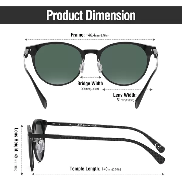 DUCO Mens Polarized Sunglasses for Men Ultra Lightweight Carbon Fiber Sun Glasses UV Protection UV400 Shades DC30171464mm Frame Dark Green Lens
