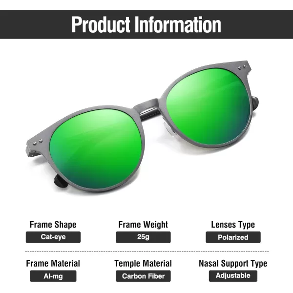 DUCO Mens Polarized Sunglasses for Men Ultra Lightweight Carbon Fiber Sun Glasses UV Protection UV400 Shades DC30171464mm Gun Grey Frame Green Lens