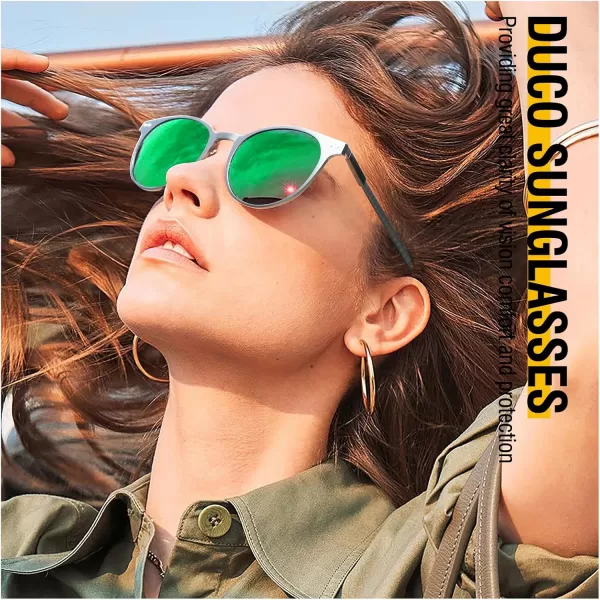 DUCO Mens Polarized Sunglasses for Men Ultra Lightweight Carbon Fiber Sun Glasses UV Protection UV400 Shades DC30171464mm Gun Grey Frame Green Lens
