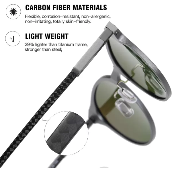 DUCO Mens Polarized Sunglasses for Men Ultra Lightweight Carbon Fiber Sun Glasses UV Protection UV400 Shades DC30171464mm Gun Grey Frame Green Lens