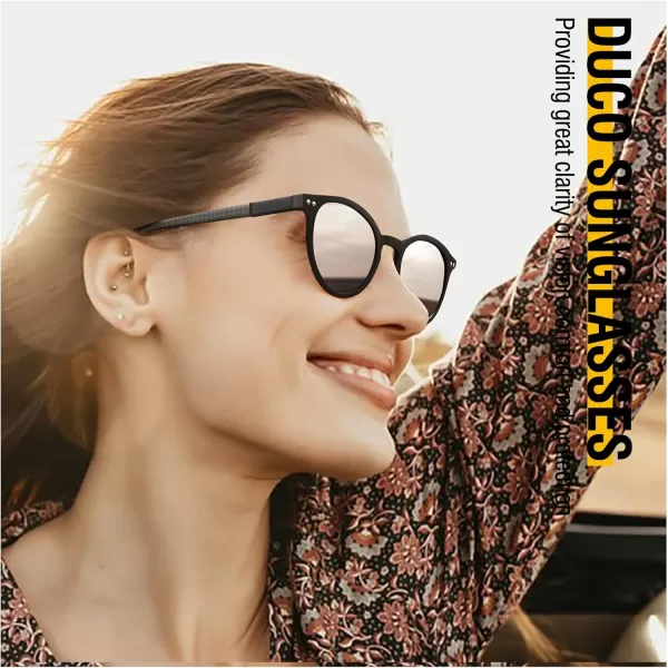 DUCO Mens Polarized Sunglasses for Men Ultra Lightweight Carbon Fiber Sun Glasses UV Protection UV400 Shades DC3017147mm Black Frame Silver Lens