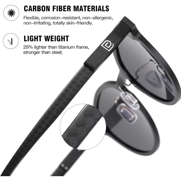 DUCO Mens Polarized Sunglasses for Men Ultra Lightweight Carbon Fiber Sun Glasses UV Protection UV400 Shades DC3017147mm Black Frame Silver Lens