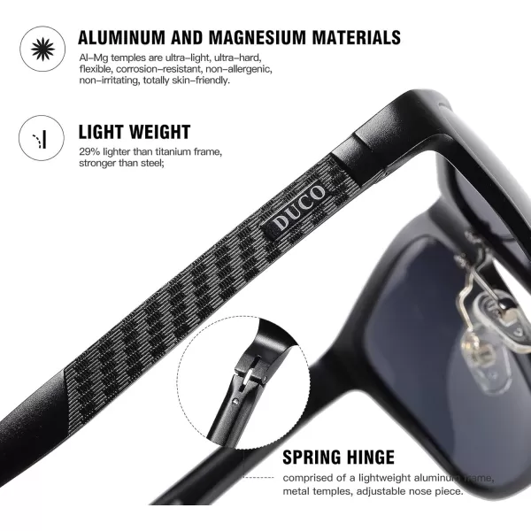 DUCO Mens Sports Polarized AlMg Metal Frame Sunglasses UV Protection Sunglasses for Men 8200Black