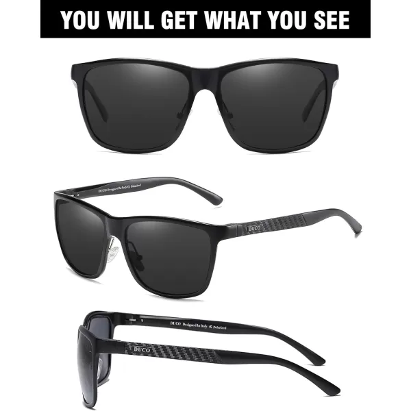 DUCO Mens Sports Polarized AlMg Metal Frame Sunglasses UV Protection Sunglasses for Men 8200Black