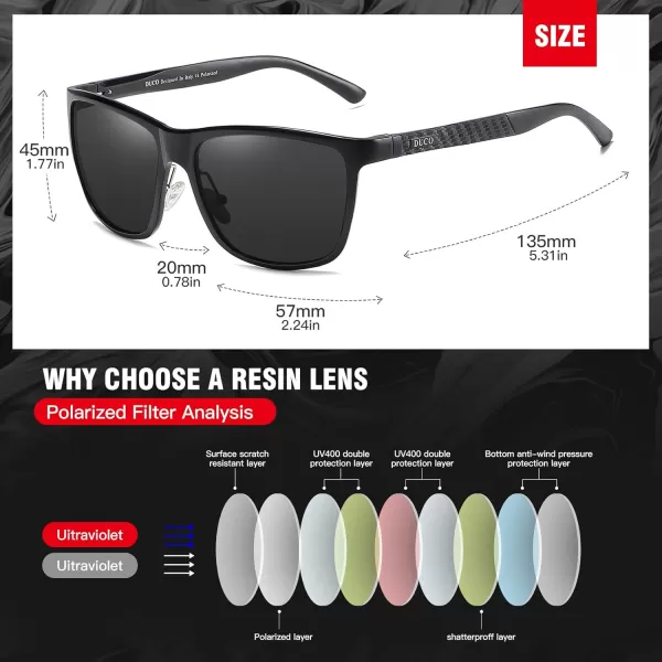 DUCO Mens Sports Polarized AlMg Metal Frame Sunglasses UV Protection Sunglasses for Men 8200Black