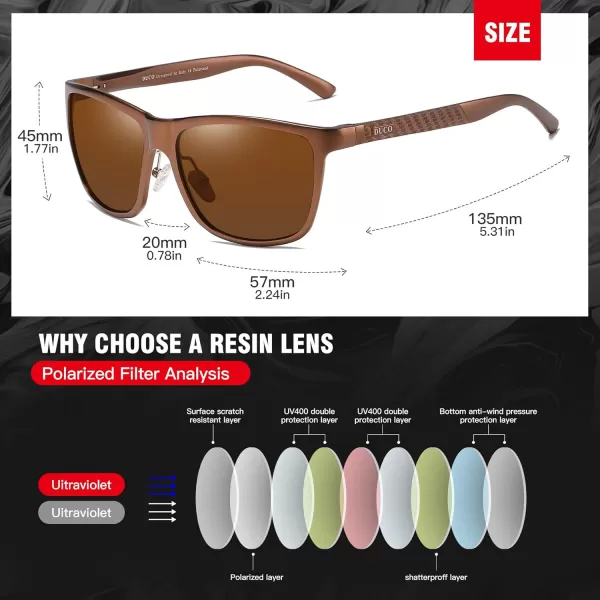 DUCO Mens Sports Polarized AlMg Metal Frame Sunglasses UV Protection Sunglasses for Men 8200Brown