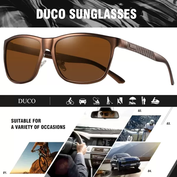 DUCO Mens Sports Polarized AlMg Metal Frame Sunglasses UV Protection Sunglasses for Men 8200Brown