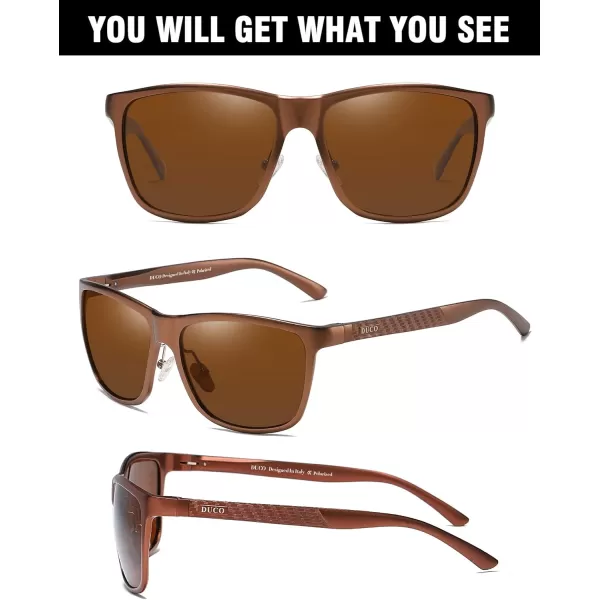 DUCO Mens Sports Polarized AlMg Metal Frame Sunglasses UV Protection Sunglasses for Men 8200Brown