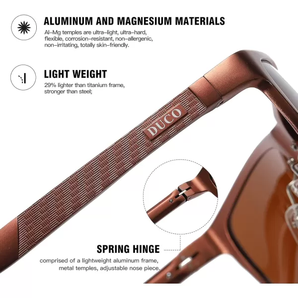 DUCO Mens Sports Polarized AlMg Metal Frame Sunglasses UV Protection Sunglasses for Men 8200Brown