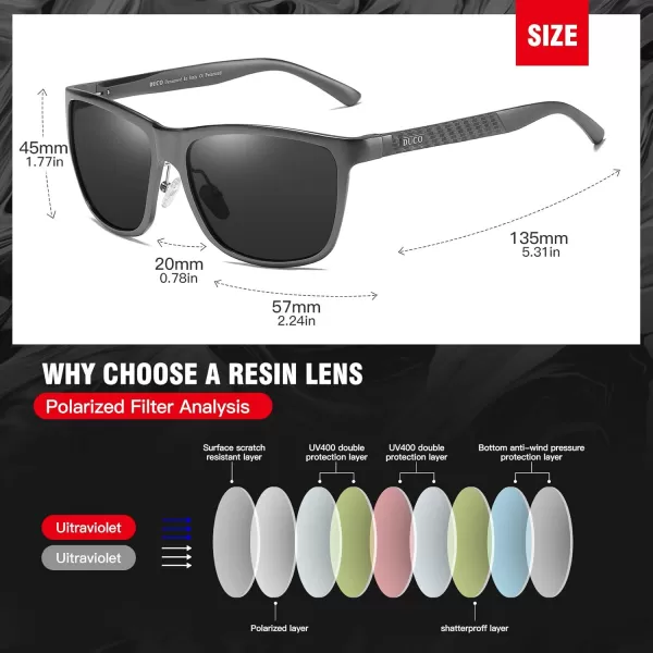 DUCO Mens Sports Polarized AlMg Metal Frame Sunglasses UV Protection Sunglasses for Men 8200Grey