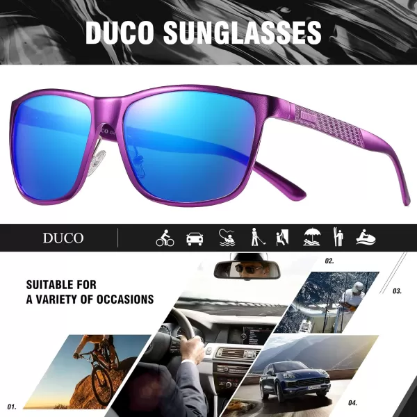 DUCO Mens Sports Polarized AlMg Metal Frame Sunglasses UV Protection Sunglasses for Men 8200Purple