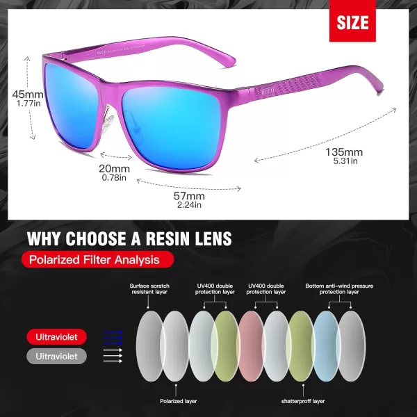 DUCO Mens Sports Polarized AlMg Metal Frame Sunglasses UV Protection Sunglasses for Men 8200Purple