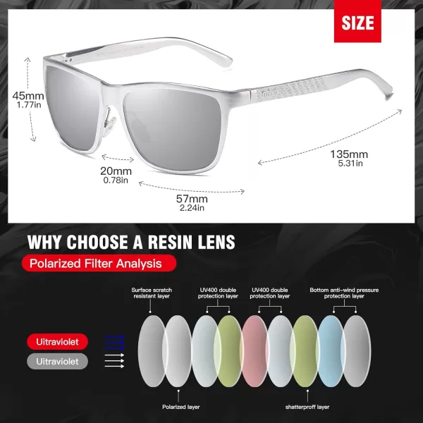 DUCO Mens Sports Polarized AlMg Metal Frame Sunglasses UV Protection Sunglasses for Men 8200Silver