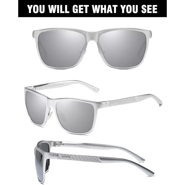 DUCO Mens Sports Polarized AlMg Metal Frame Sunglasses UV Protection Sunglasses for Men 8200Silver