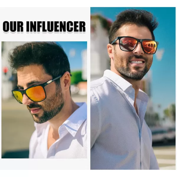 DUCO Mens Sunglasses Polarized UV Protection Retro Rectangular Frame Sun Galsses for Driving Fishing 100 UV Blocking 3029HBlack