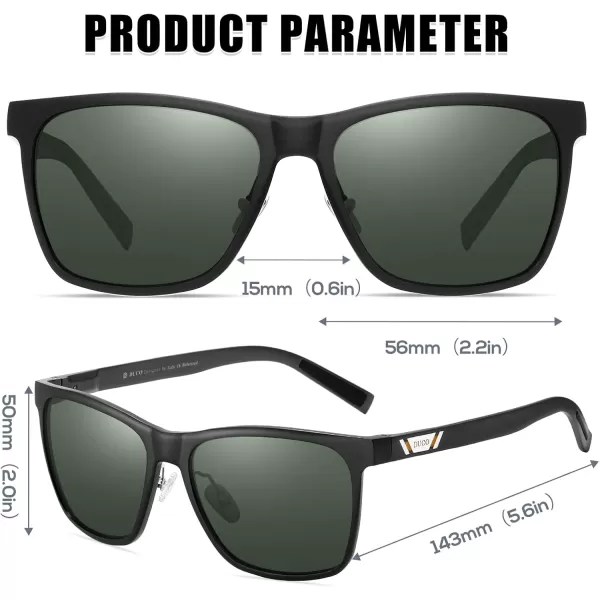 DUCO Mens Sunglasses Polarized UV Protection Retro Rectangular Frame Sun Galsses for Driving Fishing 100 UV Blocking 3029HBlack Frame Dark Green Lens