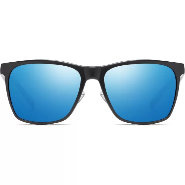 DUCO Mens Sunglasses Polarized UV Protection Retro Rectangular Frame Sun Galsses for Driving Fishing 100 UV Blocking 3029HBlack Frame Revo Blue Lens