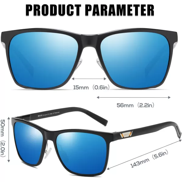 DUCO Mens Sunglasses Polarized UV Protection Retro Rectangular Frame Sun Galsses for Driving Fishing 100 UV Blocking 3029HBlack Frame Revo Blue Lens