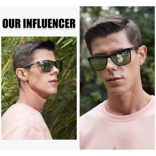 DUCO Mens Sunglasses Polarized UV Protection Retro Rectangular Frame Sun Galsses for Driving Fishing 100 UV Blocking 3029HBlack Frame Silver Lens