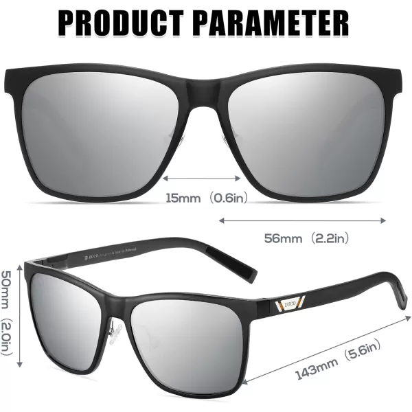 DUCO Mens Sunglasses Polarized UV Protection Retro Rectangular Frame Sun Galsses for Driving Fishing 100 UV Blocking 3029HBlack Frame Silver Lens