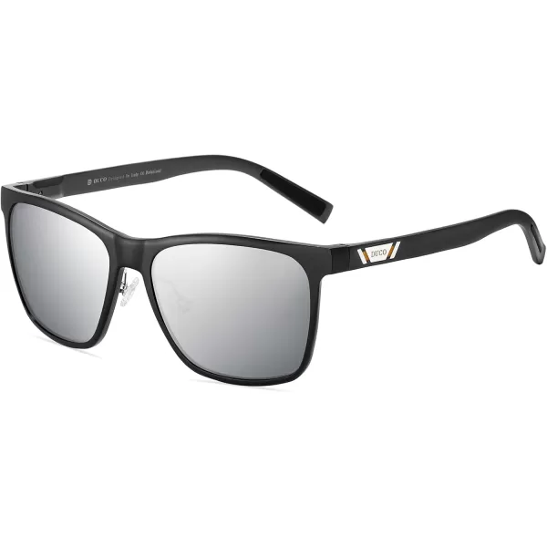 DUCO Mens Sunglasses Polarized UV Protection Retro Rectangular Frame Sun Galsses for Driving Fishing 100 UV Blocking 3029HBlack Frame Silver Lens