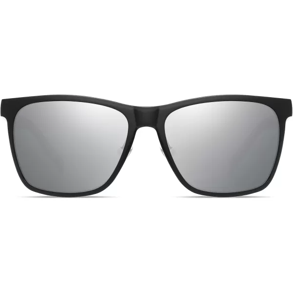 DUCO Mens Sunglasses Polarized UV Protection Retro Rectangular Frame Sun Galsses for Driving Fishing 100 UV Blocking 3029HBlack Frame Silver Lens