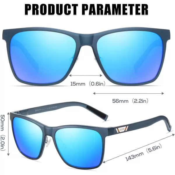 DUCO Mens Sunglasses Polarized UV Protection Retro Rectangular Frame Sun Galsses for Driving Fishing 100 UV Blocking 3029HBlue Frame Revo Blue Lens