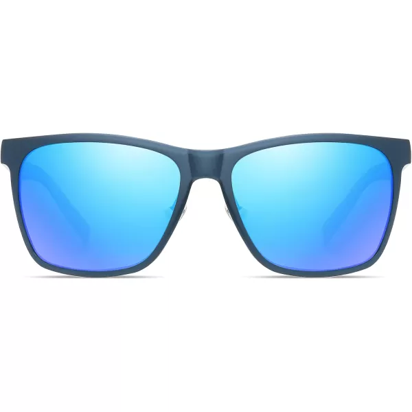 DUCO Mens Sunglasses Polarized UV Protection Retro Rectangular Frame Sun Galsses for Driving Fishing 100 UV Blocking 3029HBlue Frame Revo Blue Lens