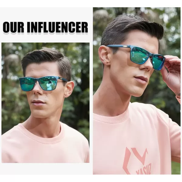 DUCO Mens Sunglasses Polarized UV Protection Retro Rectangular Frame Sun Galsses for Driving Fishing 100 UV Blocking 3029HBlue Frame Revo Blue Lens