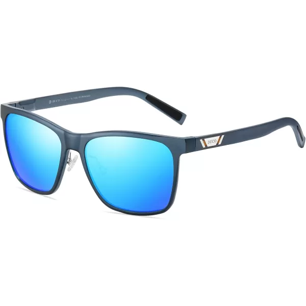 DUCO Mens Sunglasses Polarized UV Protection Retro Rectangular Frame Sun Galsses for Driving Fishing 100 UV Blocking 3029HBlue Frame Revo Blue Lens