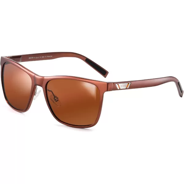 DUCO Mens Sunglasses Polarized UV Protection Retro Rectangular Frame Sun Galsses for Driving Fishing 100 UV Blocking 3029HBrown Frame Brown Lens
